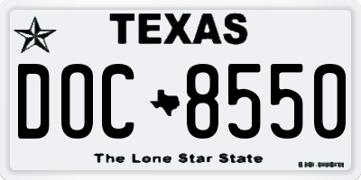 TX license plate DOC8550