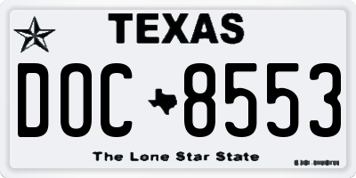 TX license plate DOC8553