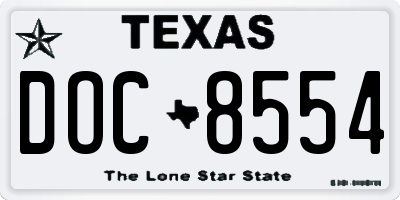 TX license plate DOC8554