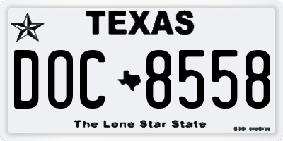TX license plate DOC8558