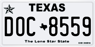 TX license plate DOC8559