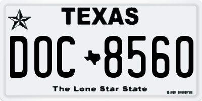TX license plate DOC8560