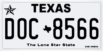 TX license plate DOC8566