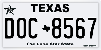 TX license plate DOC8567