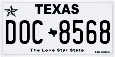 TX license plate DOC8568