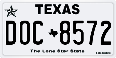 TX license plate DOC8572