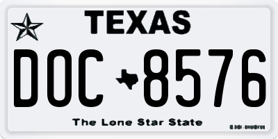 TX license plate DOC8576
