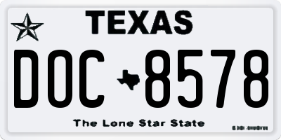 TX license plate DOC8578