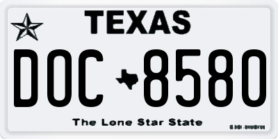 TX license plate DOC8580