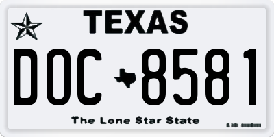 TX license plate DOC8581