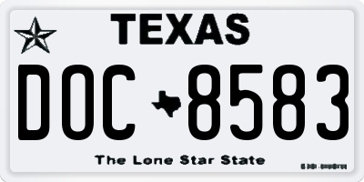 TX license plate DOC8583