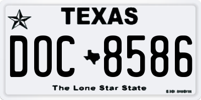 TX license plate DOC8586