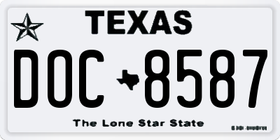 TX license plate DOC8587