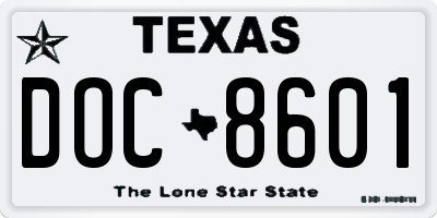 TX license plate DOC8601