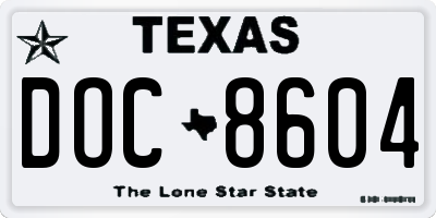 TX license plate DOC8604