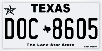 TX license plate DOC8605