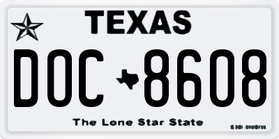 TX license plate DOC8608