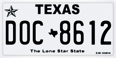 TX license plate DOC8612