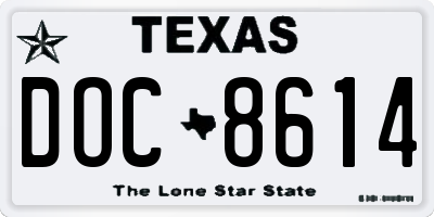 TX license plate DOC8614