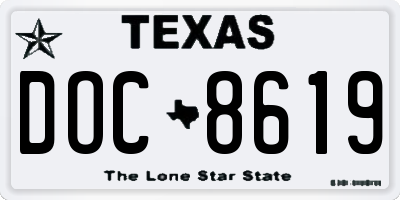 TX license plate DOC8619