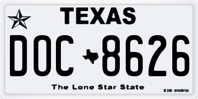 TX license plate DOC8626