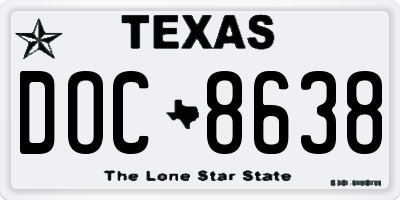 TX license plate DOC8638