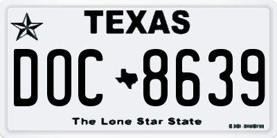 TX license plate DOC8639