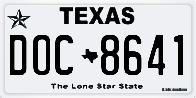 TX license plate DOC8641