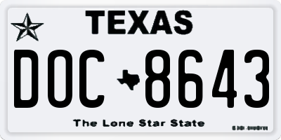 TX license plate DOC8643