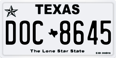 TX license plate DOC8645