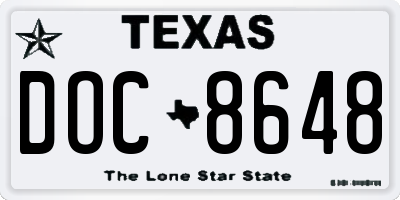 TX license plate DOC8648