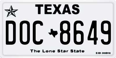 TX license plate DOC8649