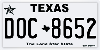 TX license plate DOC8652