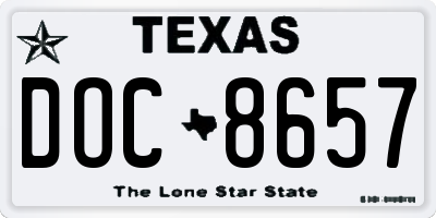 TX license plate DOC8657