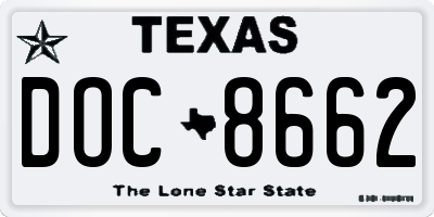 TX license plate DOC8662