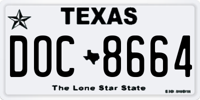 TX license plate DOC8664