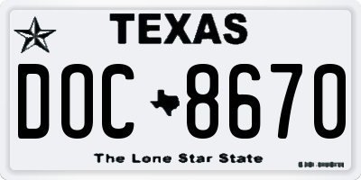 TX license plate DOC8670
