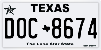 TX license plate DOC8674