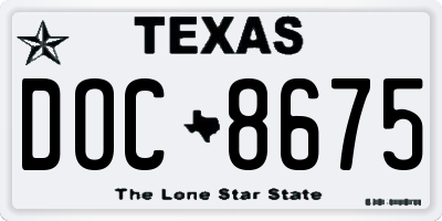 TX license plate DOC8675