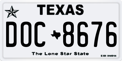 TX license plate DOC8676