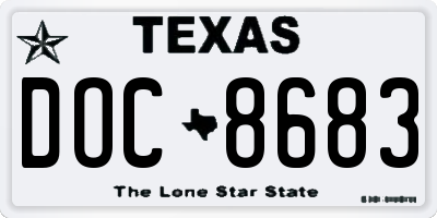 TX license plate DOC8683