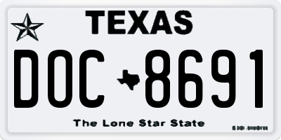 TX license plate DOC8691