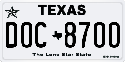 TX license plate DOC8700