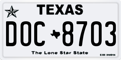 TX license plate DOC8703
