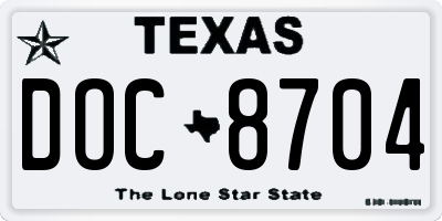 TX license plate DOC8704