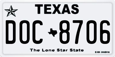 TX license plate DOC8706