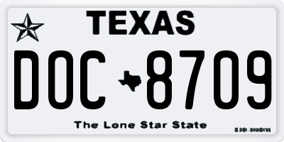 TX license plate DOC8709