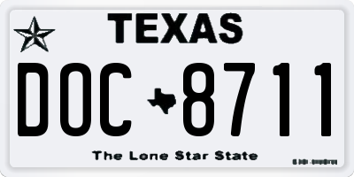 TX license plate DOC8711