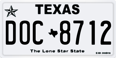 TX license plate DOC8712