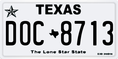 TX license plate DOC8713